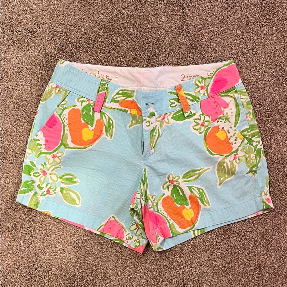 Lilly Pulitzer Blue and Pink Citrus Women's Shorts